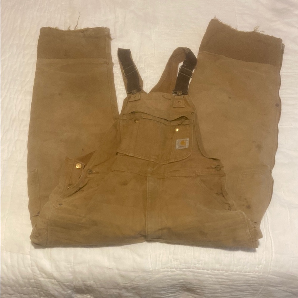 Carhartt Brown Insulated Overalls. 36x32